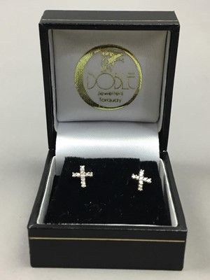 Lot 170 - A PAIR OF NINE CARAT GOLD CRUCIFIX EARRINGS