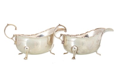 Lot 23 - PAIR OF GEORGE V SILVER SAUCE BOATS