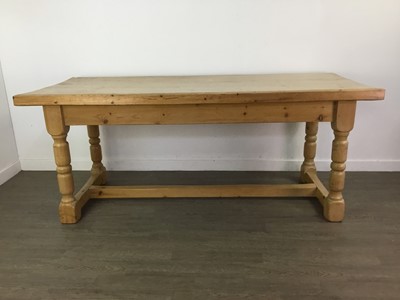 Lot 189 - A PINE REFECTORY STYLE DINING TABLE