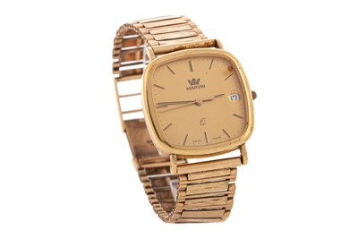 Lot 825 - A GENTLEMAN'S MARVIN NINE CARAT GOLD QUARTZ GOLD WRIST WATCH