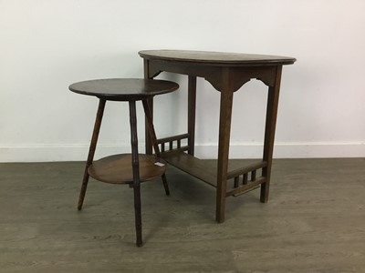 Lot 214 - A STOOL AND TWO OCCASIONAL TABLES AND A CAKE STAND