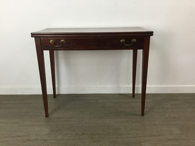 Lot 218 - A MAHOGANY FOLD OVER TEA TABLE