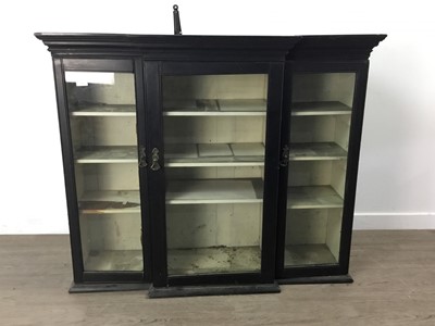 Lot 222 - AN EBONISED BREAKFRONT BOOKCASE TOP