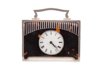 Lot 28 - GEORGE V SILVER AND TORTOISESHELL MOUNTED TIMEPIECE