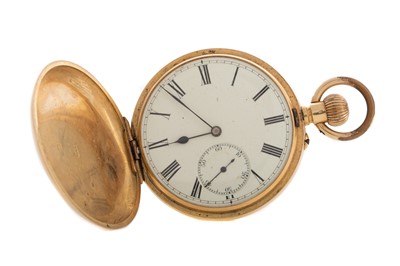 Lot 827 - AN EIGHTEEN CARAT GOLD FULL HUNTER POCKET WATCH