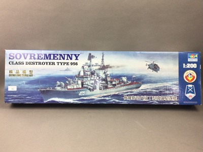 Lot 394 - THREE LARGE MILITARY SHIP MODELS