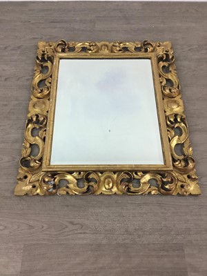 Lot 801 - A WALL MIRROR IN A 19TH CENTURY GILT GESSO FRAME