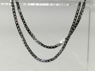 Lot 372 - SIX NINE CARAT WHITE GOLD NECKLACES, ALONG WITH ANOTHER