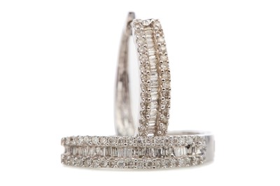 Lot 419 - A PAIR OF DIAMOND HOOP EARRINGS