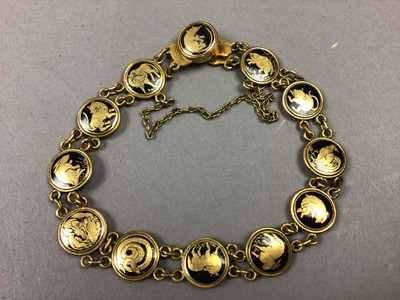 Lot 459 - A CHINESE YELLOW METAL ZODIAC BRACELET