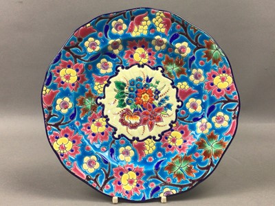 Lot 485 - A EMAUX DE LONGLY PLATE AND TWO OTHERS