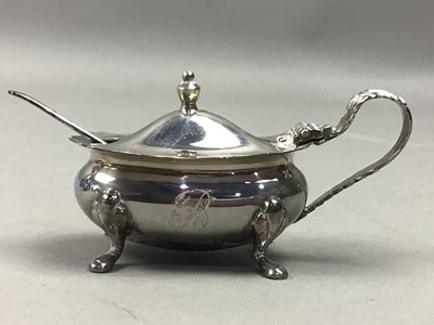 Lot 526 - EIGHT SILVER SALTS WITH SPOONS AND TWO PAIRS OF SALT AND PEPPER SHAKERS