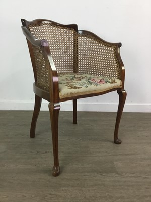 Lot 545 - A PAIR OF MAHOGANY BERGERE CHAIRS