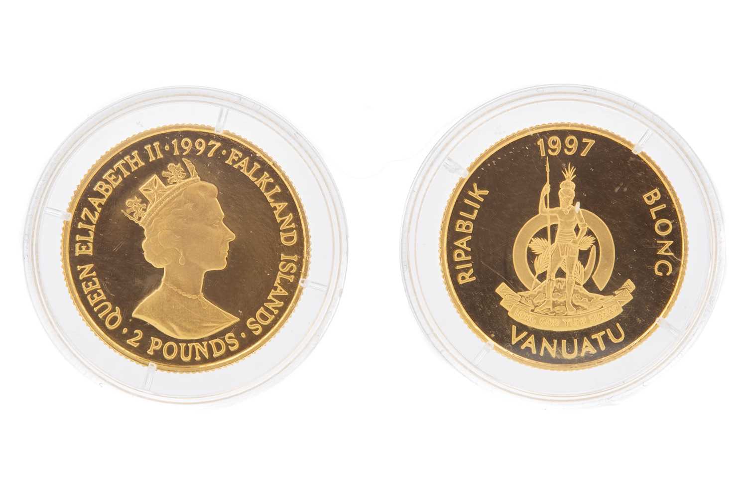 Lot 5 - A 100 VATU GOLD COIN AND ANOTHER