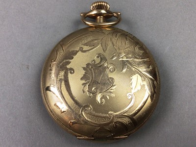 Lot 12 - AN ELGIN ROLLED GOLD HUNTER CASED POCKET WATCH AND FURTHER WATCHES