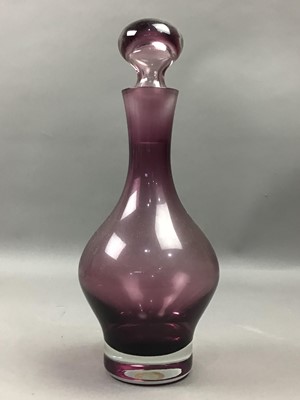 Lot 630 - A MID CENTURY GLASS DECANTER AND OTHER GLASSWARE