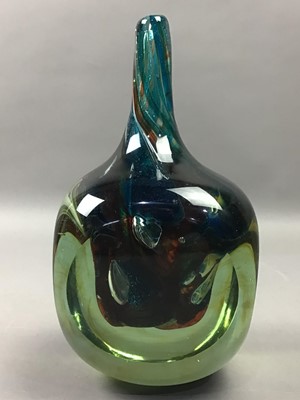 Lot 677 - A MDINA GLASS SQUARE SECTION BULBOUS VASE AND ANOTHER