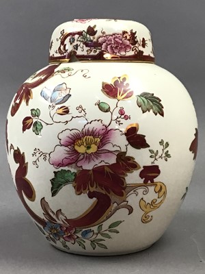 Lot 634 - A MASONS MANDALAY RED LIDDED JAR AND OTHER CERAMICS