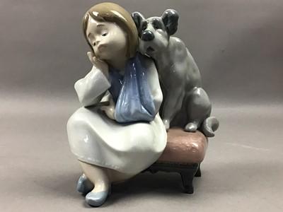 Lot 637 - A LLADRO FIGURE OF 'WE CAN'T PLAY' AND OTHER FIGURES