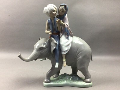 Lot 624 - A LLADRO MODEL OF TWO CHILDREN RIDING AN ELEPHANT