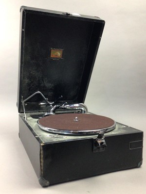 Lot 680 - A HMV PORTABLE WIND UP GRAMOPHONE