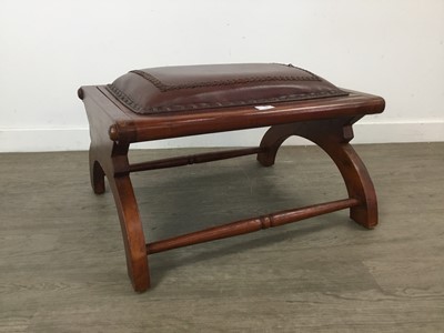 Lot 641 - A MAHOGANY X FRAMED STOOL