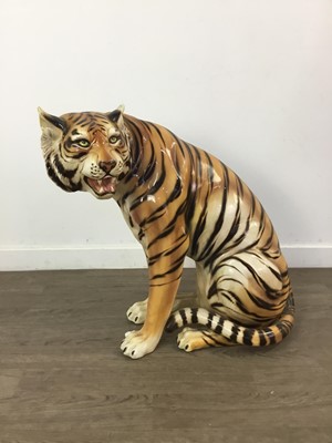 Lot 647 - A LARGE CERAMIC MODEL OF A TIGER