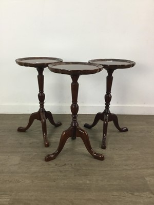 Lot 744 - THREE MAHOGANY WINE TABLE TABLES