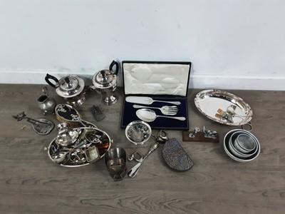 Lot 725 - A SMALL EASTERN WHITE METAL LIDDED CASKET AND OTHER ITEMS