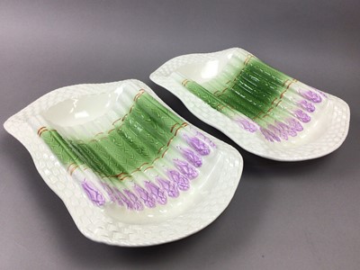 Lot 729 - A PAIR OF ASPARAGUS DISHES AND OTHER CERAMICS