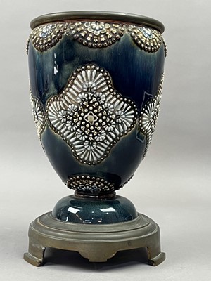 Lot 301 - A LAMBETH STONEWARE OIL LAMP BASE