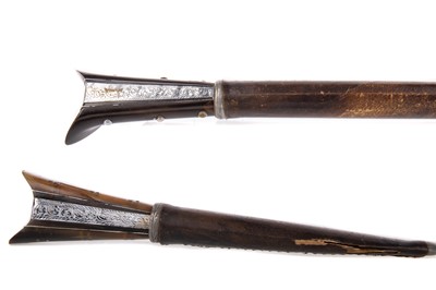 Lot 64 - A GRADUATED PAIR OF LATE 19TH/EARLY 20TH CENTURY PERSIAN KARD DAGGERS