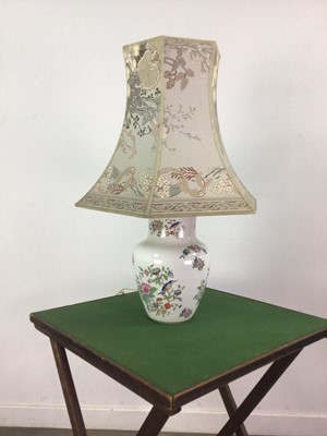 Lot 430A - AN AYNSLEY TABLE LAMP, OTHER LAMPS, FOOTSTOOL AND CARD TABLE