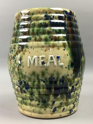 Lot 390A - A SCOTTISH POTTERY MEAL BARREL AND A SMALLER EXAMPLE