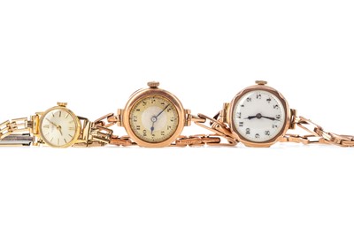 Lot 837 - THREE LADY'S GOLD CASED WRIST WATCHES