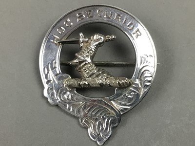 Lot 64 - A NORWEGIAN SILVER ENAMELLED BROOCH AND OTHER ITEMS