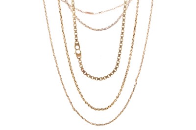 Lot 536 - TWO NINE CARAT GOLD NECKLACES AND ONE OTHER