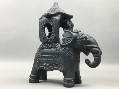 Lot 61 - A BUDDHISTIC FIGURE, ELEPHANT AND LACQUERED BOWLS
