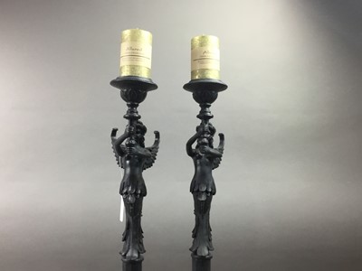 Lot 123 - A PAIR OF REPRODUCTION CLASSICAL STYLE CANDLESTICKS