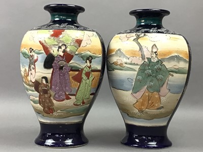 Lot 94 - A PAIR OF JAPANESE VASES AND FIGURES
