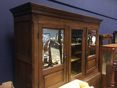 Lot 848 - A LARGE 19TH CENTURY OAK CUPBOARD ON DRESSER BASE