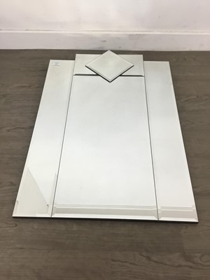 Lot 63 - AN ART DECO FRAMELESS MIRROR AND A PINE MIRROR