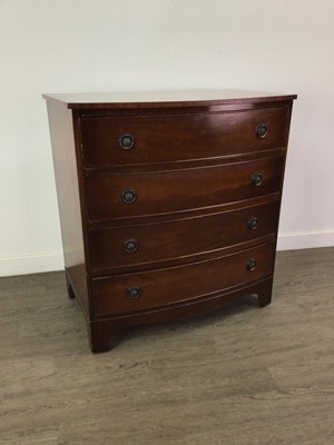 Lot 72 - A MAHOGANY BOW FRONT CHEST OF FOUR DRAWERS