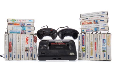 Lot 1002 - A SEGA MASTER-SYSTEM II POWER BASE, CONTROLLERS AND 33 GAMES