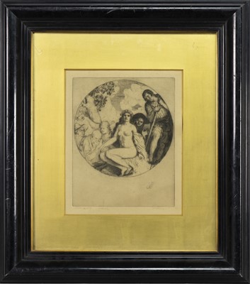 Lot 371 - NYMPH & THE SHEPHERDS, AN ETCHING  BY WILLIAM STRANG