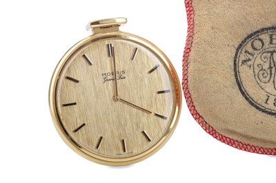 Lot 869 - A MOERIS GRAND PRIX EIGHTEEN CARAT GOLD OPEN FACE POCKET WATCH