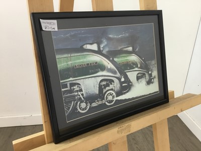 Lot 187 - A RAILWAY HEADBOARD AND OTHER ITEMS