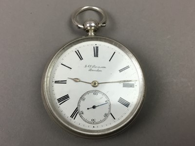 Lot 189 - A SILVER CASED 'LUDGATE' POCKET WATCH BY BENSON OF LONDON AND A JEWELLERY BOX