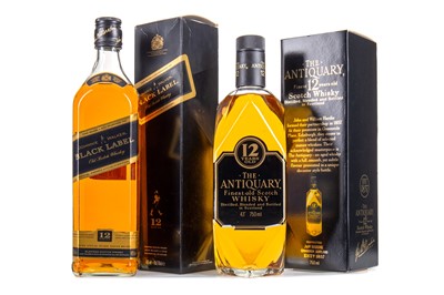 Lot 25 - JOHNNIE WALKER 12 YEAR OLD BLACK LABEL AND ANTIQUARY 12 YEAR OLD 75CL