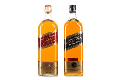 Lot 65 - JOHNNIE WALKER 12 YEAR OLD BLACK LABEL 1L AND RED LABEL 1.125L